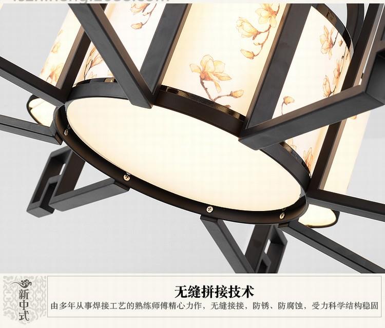 新中式家居客厅灯创意书房餐厅酒店宾馆吊灯6+2头-哑黑细节展示2