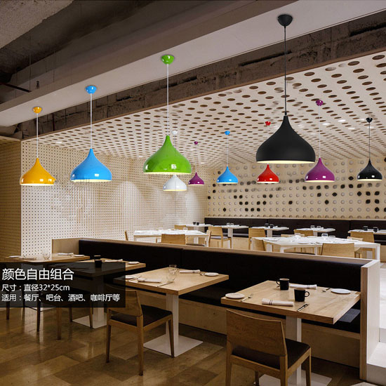 多彩色现代简约创意个性餐厅吊灯单头灯罩2510-8351-1